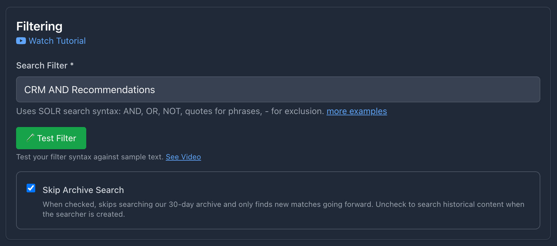 Keyword Input Form